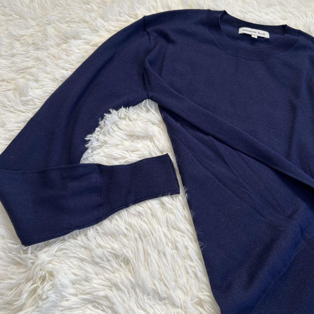 ✨美品✨マディソンブルー カシミヤシルク クルーネックニット ロゴ刺繍
