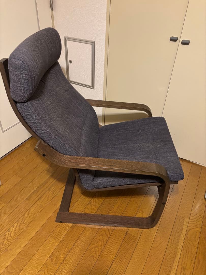 最終値下げ‼️IKEAポエング　グレー チェアオットマン(東京近隣組立済　直配可)