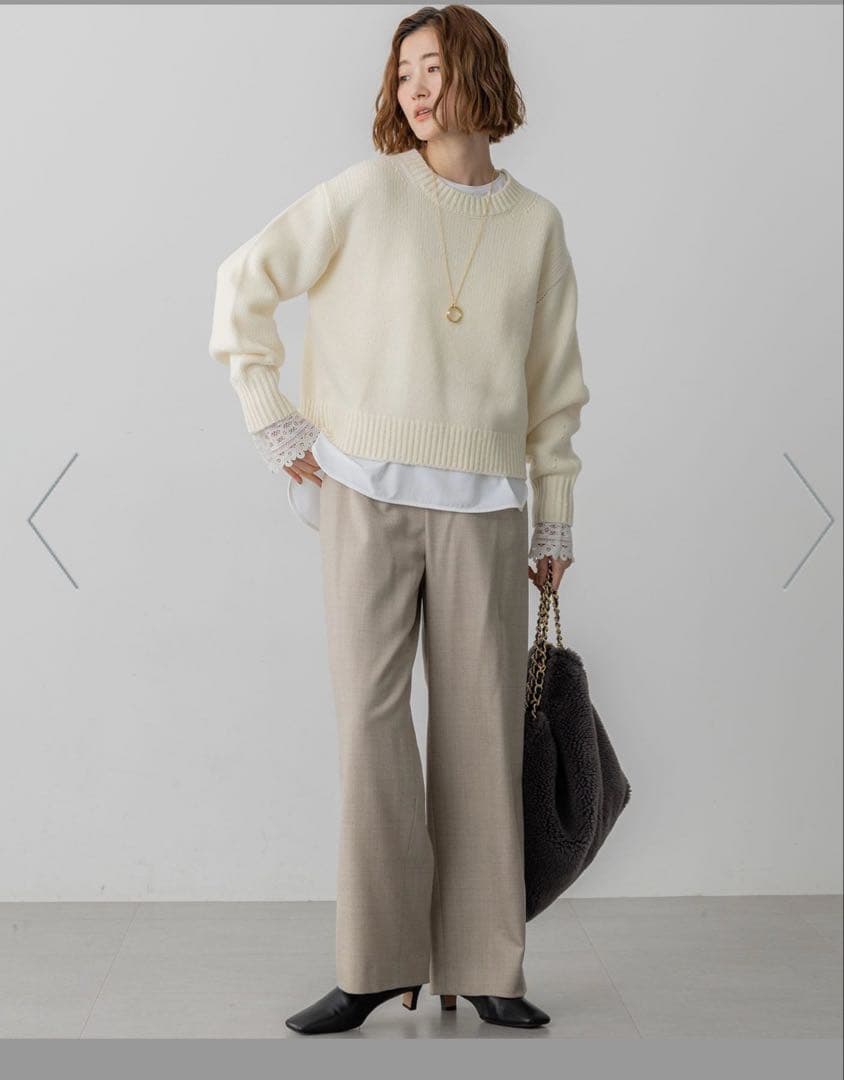 【GISELe掲載】ウールカシミヤ パフスリーブ ニット23区今季新品