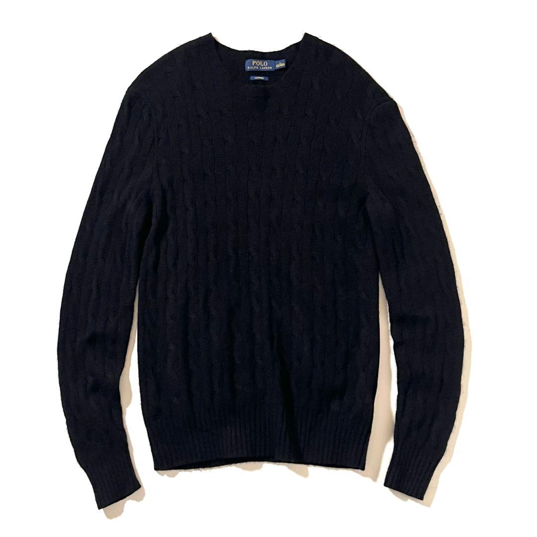 【美品】ポロ ラルフローレン　カシミヤ100% ニットセーター　ケーブル編み　L