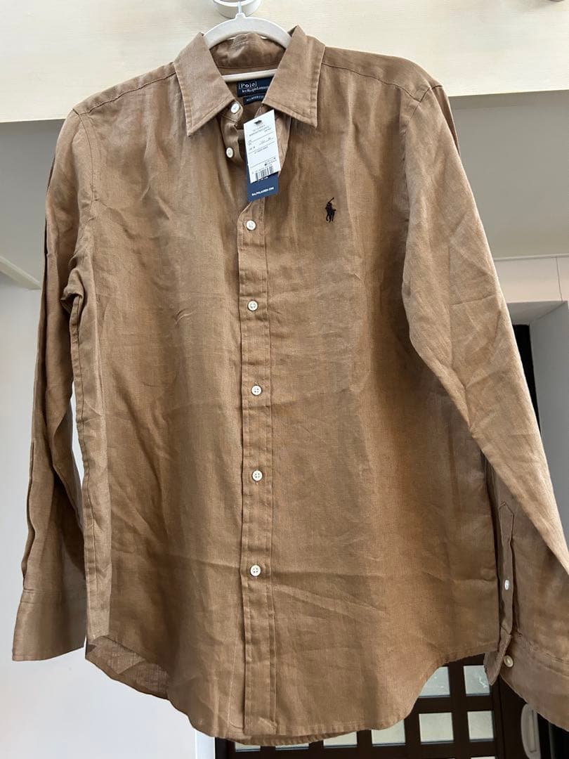 は*わ様 新品タグ付き　ポロラルフローレン リネン ボタンダウンシャツ ベージュ
