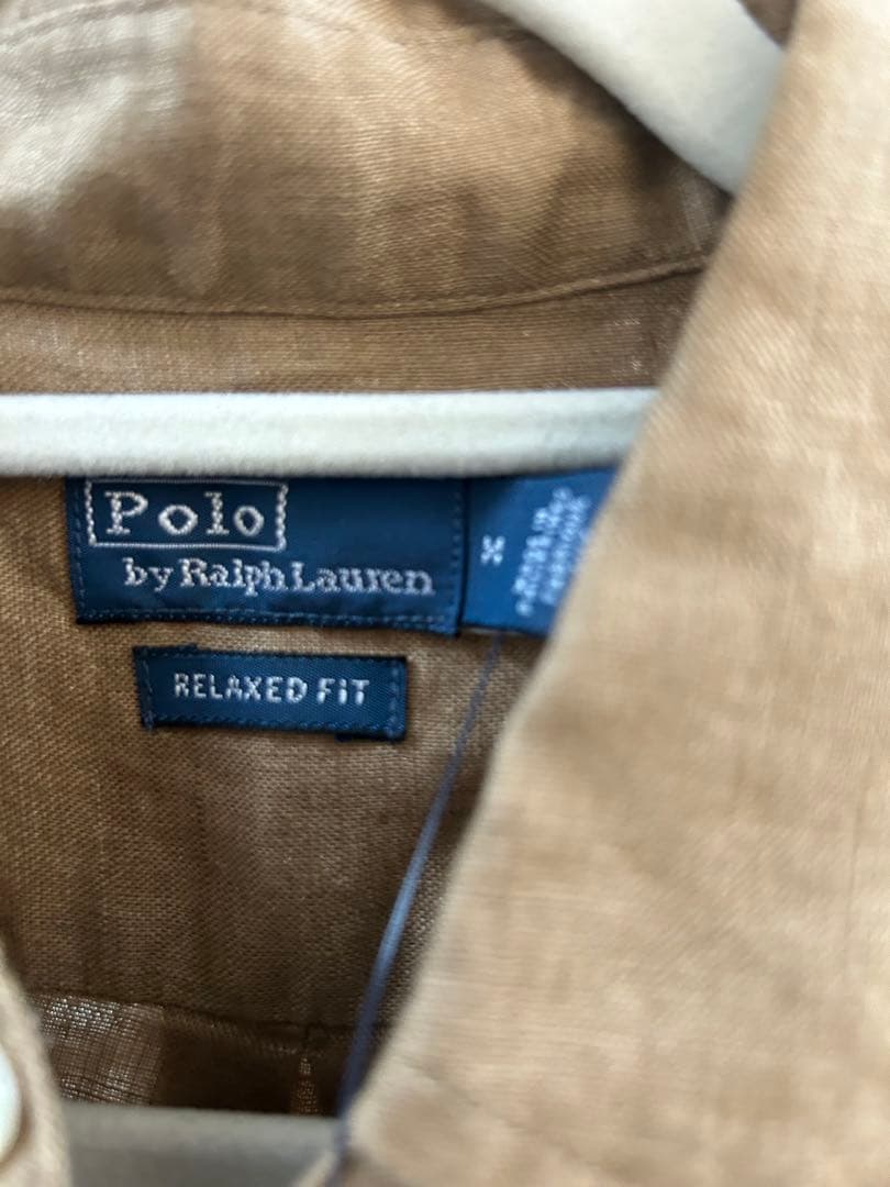 は*わ様 新品タグ付き　ポロラルフローレン リネン ボタンダウンシャツ ベージュ