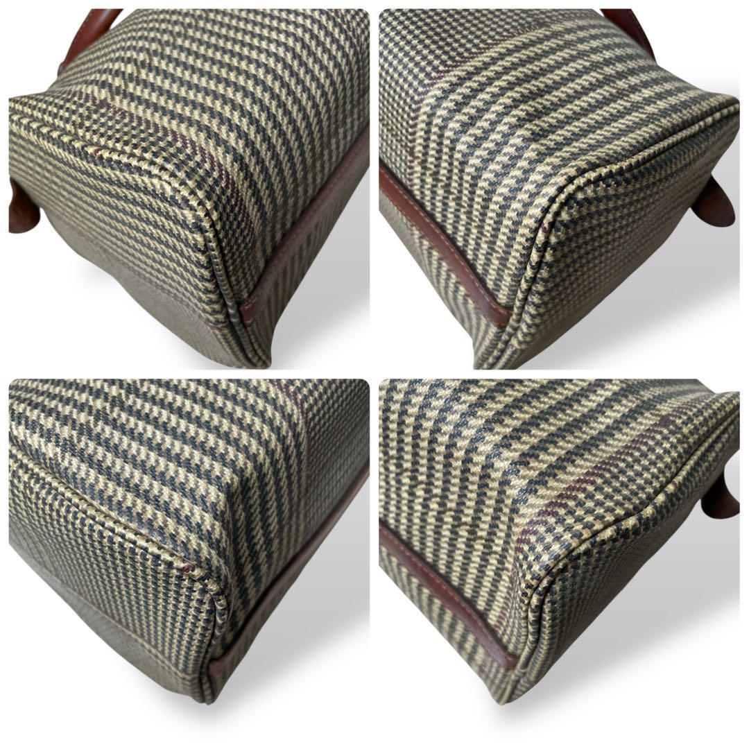 希少 ポロラルフローレン 千鳥柄 ヴィンテージ ミニ ボストン PVC レザー