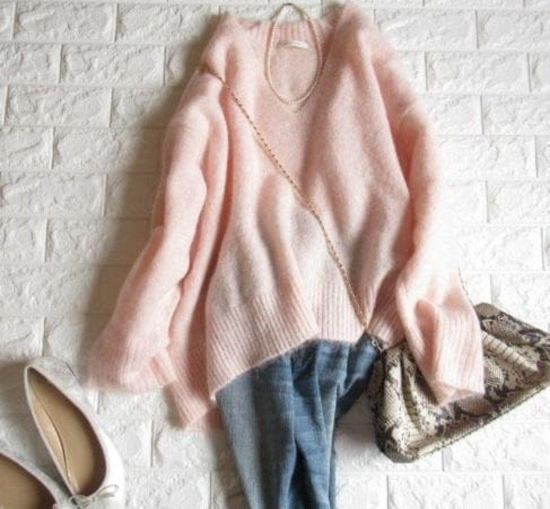 トゥモローランド マカフィー 上質起毛ふわふわモヘヤオーバーサイズニット ピンク