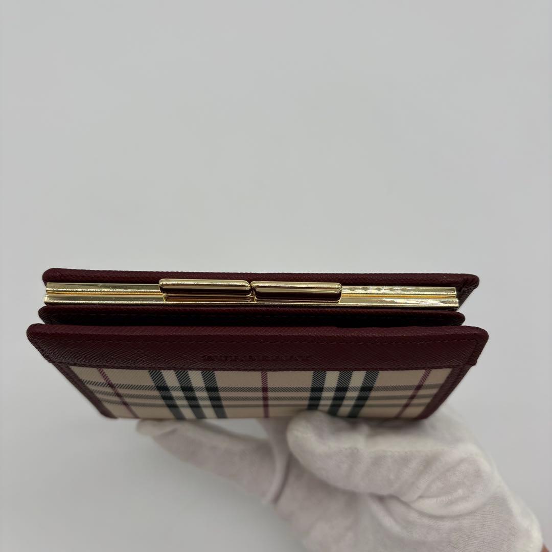 未使用級　バーバリー　ノバチェック　がま口財布　二つ折り財布