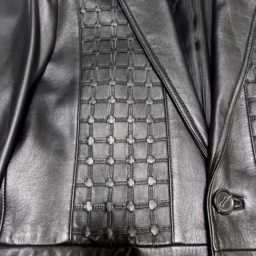 【美品】santafe サンタフェ 編み込み ラムレザージャケット テーラード