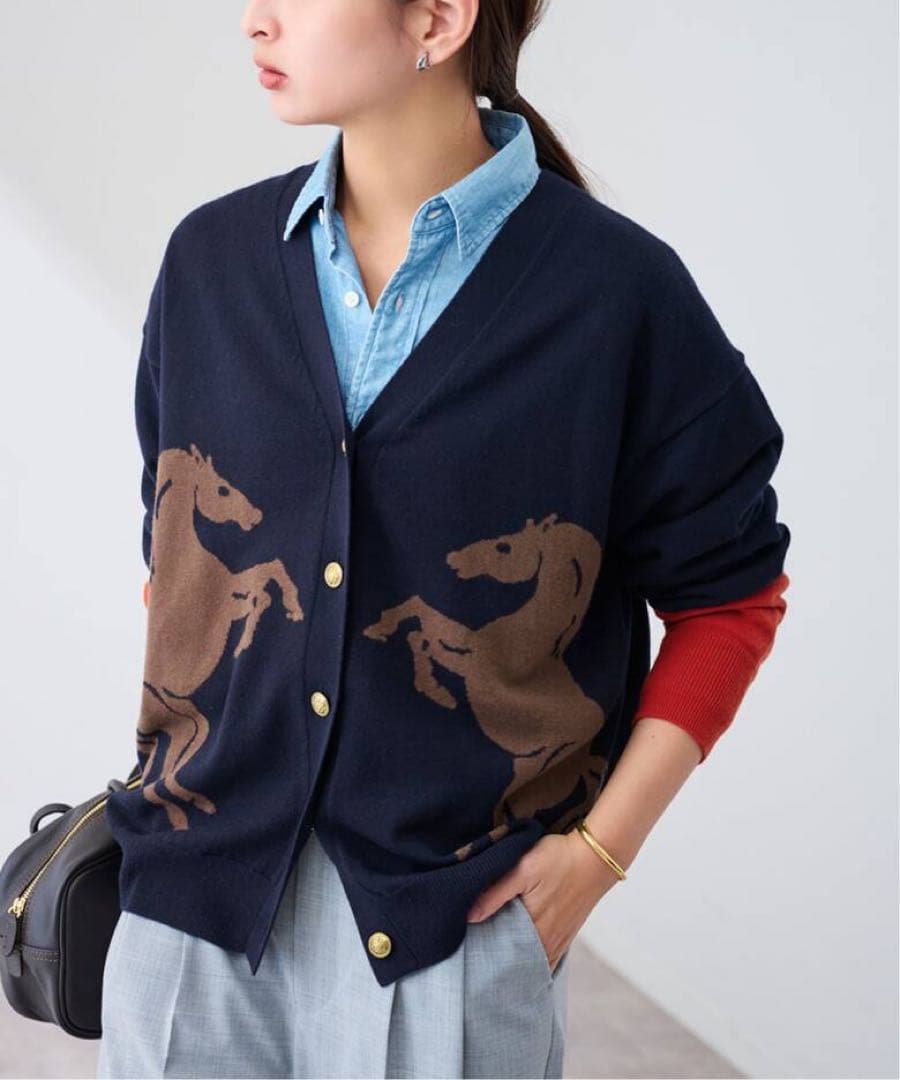 FRAMeWORK Horseインターシャ カーディガン