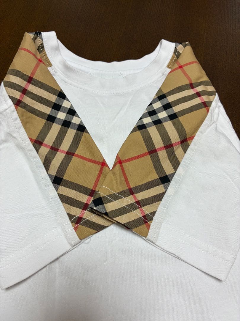 BURBERRY チェック柄襟 Tシャツ 116cm