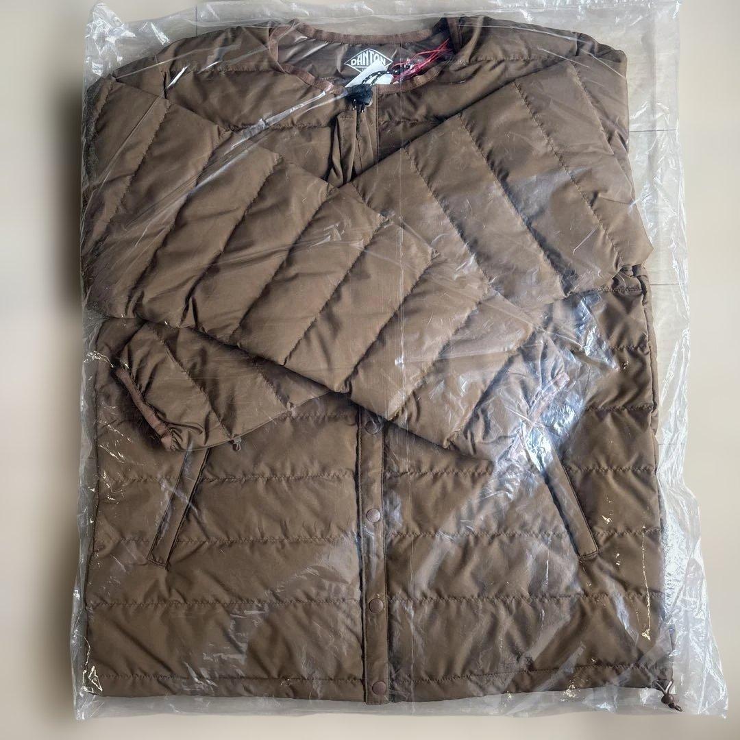新品タグ付　DANTONインナーダウン クルーネックジャケット　ライトブラウンM