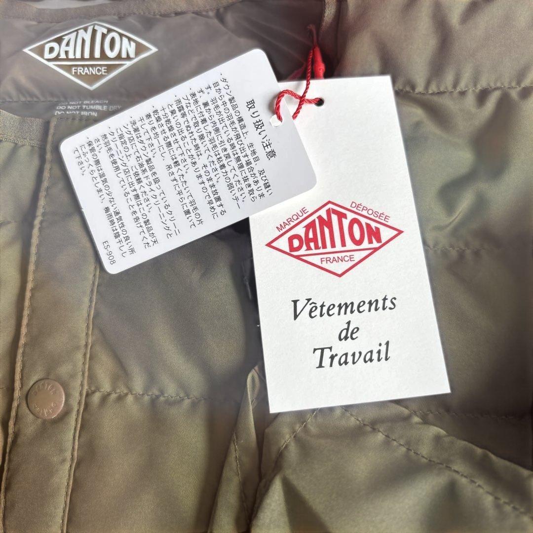 新品タグ付　DANTONインナーダウン クルーネックジャケット　ライトブラウンM