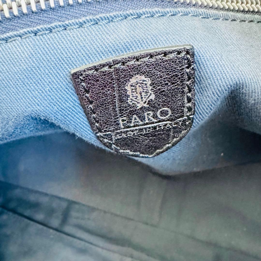 美品 FARO ファーロ　クロコ型押　トートバッグ　ブラック