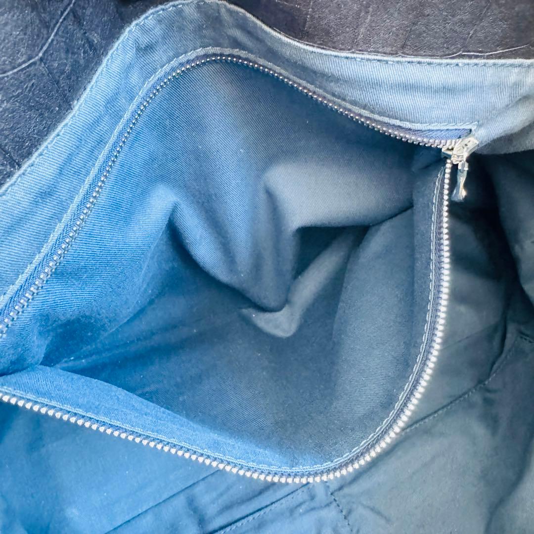 美品 FARO ファーロ　クロコ型押　トートバッグ　ブラック