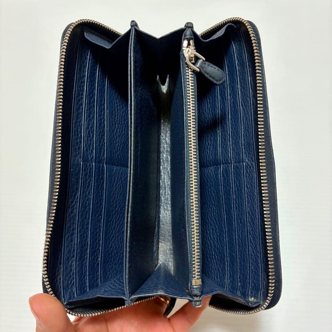 零*様 PRADA ネイビー レザー長財布