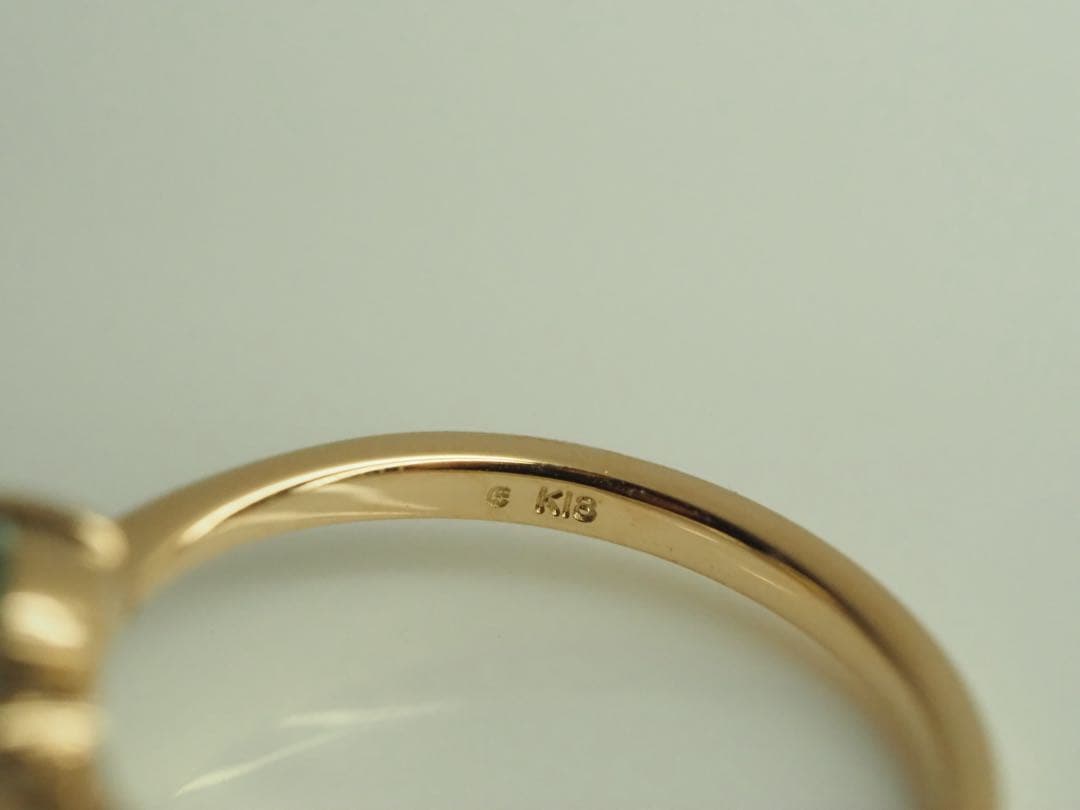 ◎ペアシェイプ♡K18YG天然エメラルド&ダイヤモンドリング　ソーティング　3号