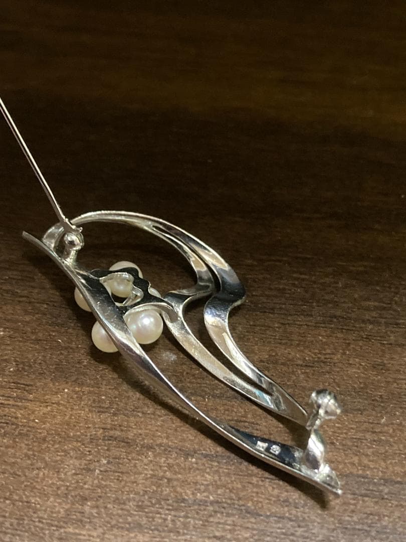 MIKIMOTO ミキモト パール 真珠 6粒 ブローチ シルバー 925