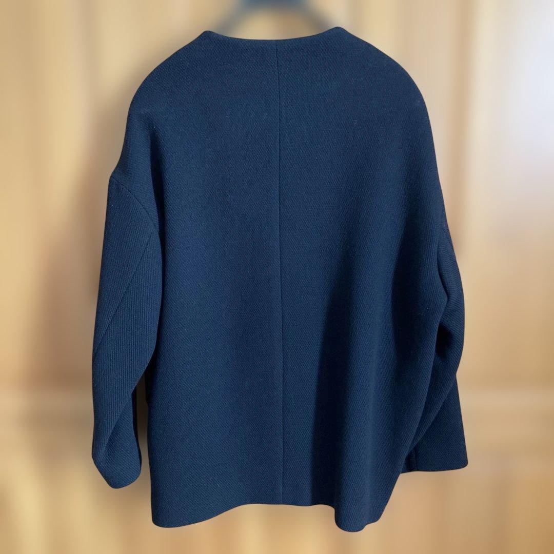 美品 PLST プラステ マンテコ ノーカラーハーフコート 黒 M