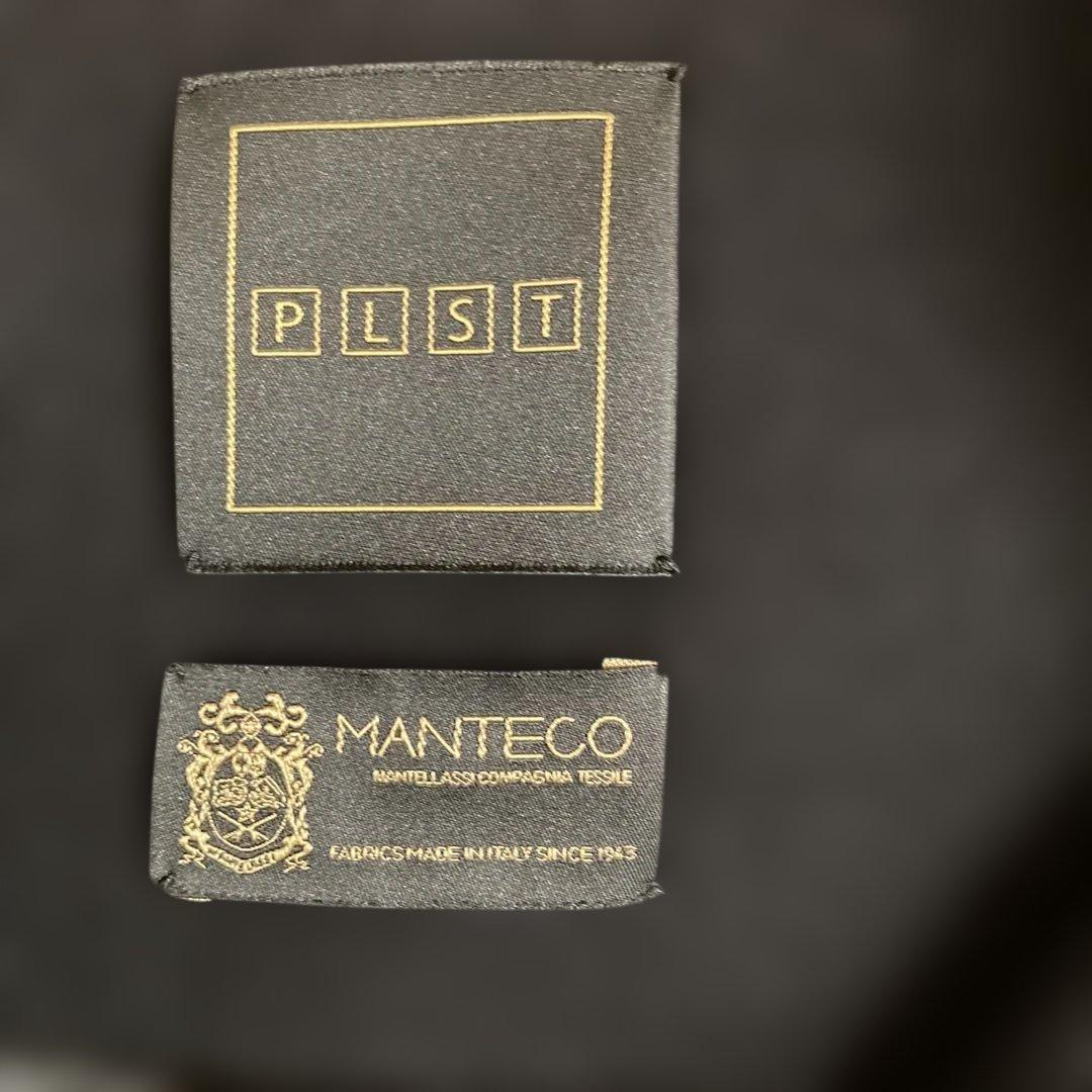 美品 PLST プラステ マンテコ ノーカラーハーフコート 黒 M