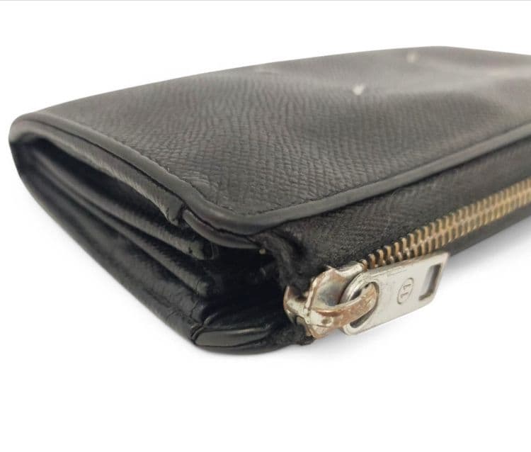 マルジェラ　長財布　ラウンド　ファスナー ステッチ　L字　ブラック　レザー