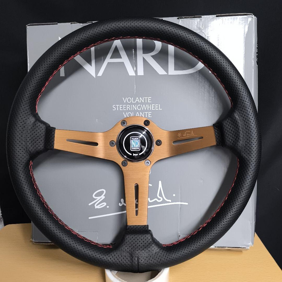 NARDIナルディタイプ　ステアリング ゴールド350mm 　ディープ75mm