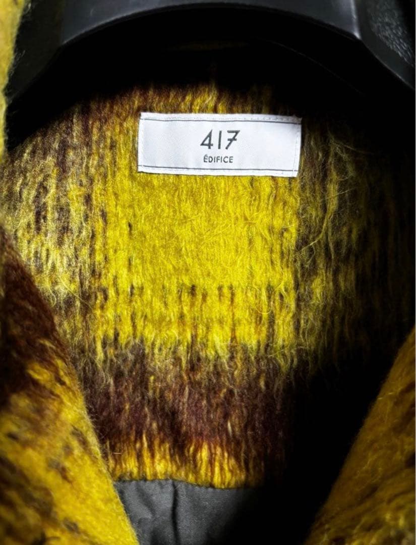 417 EDIFICE シャギー オンブレ チェック CPO イエロー