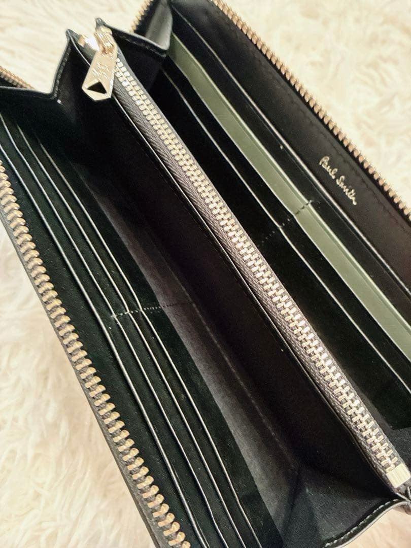 【美品】Paul Smith マーケトリーバニー 長財布 ラウンドファスナー　黒