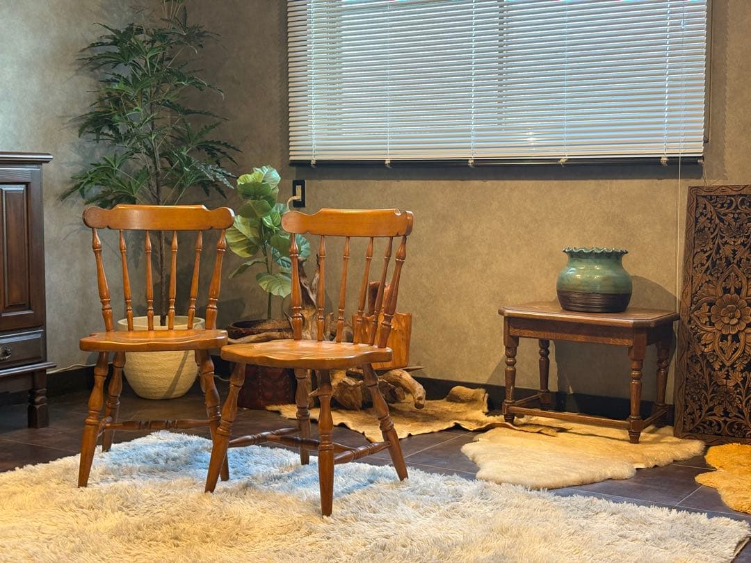 ①飛騨産業　キツツキマーク　ウィンザーチェア　スポークチェア　ヴィンテージ　nz