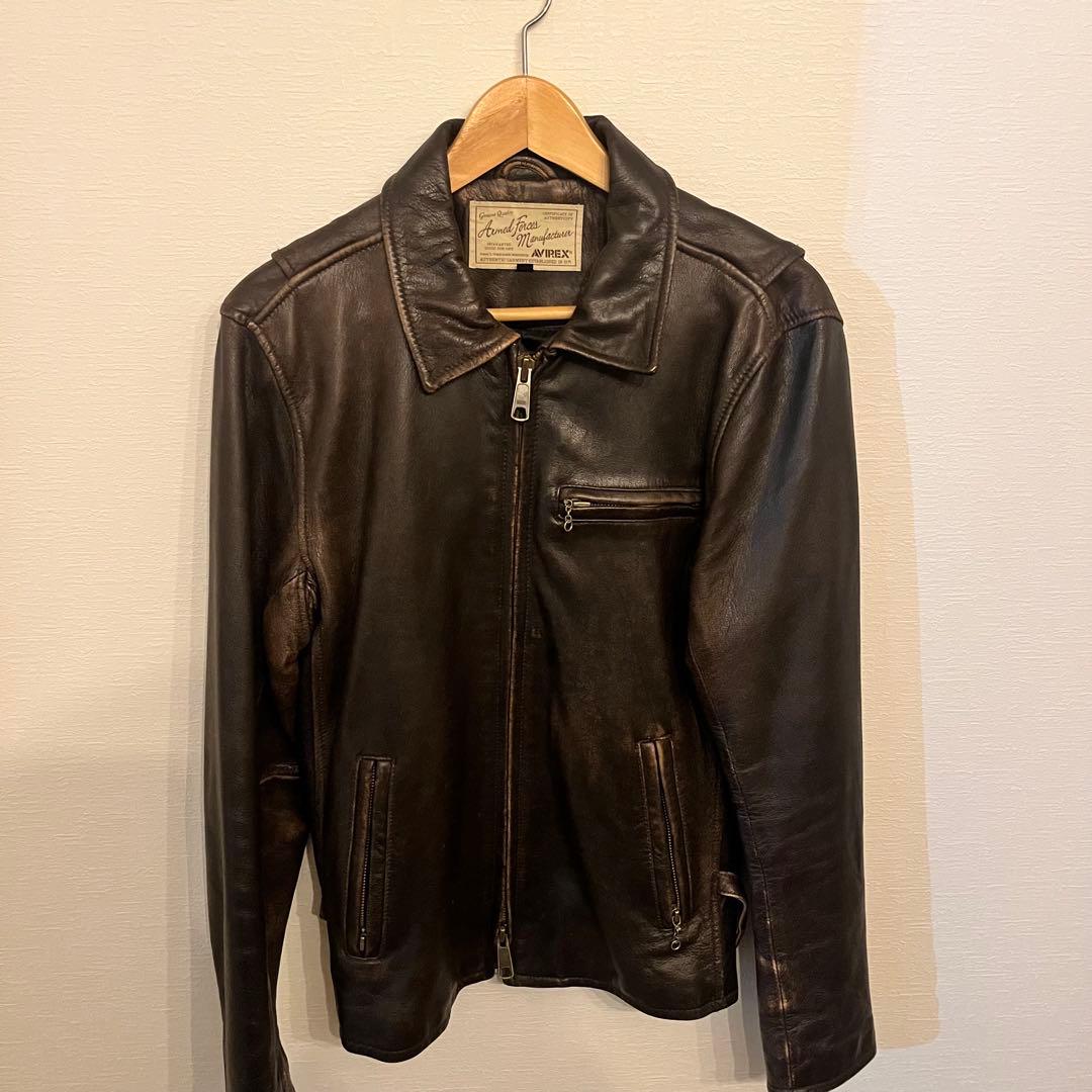 AVIREXシングルライダース•ゴートスキン•革ジャン•40サイズ