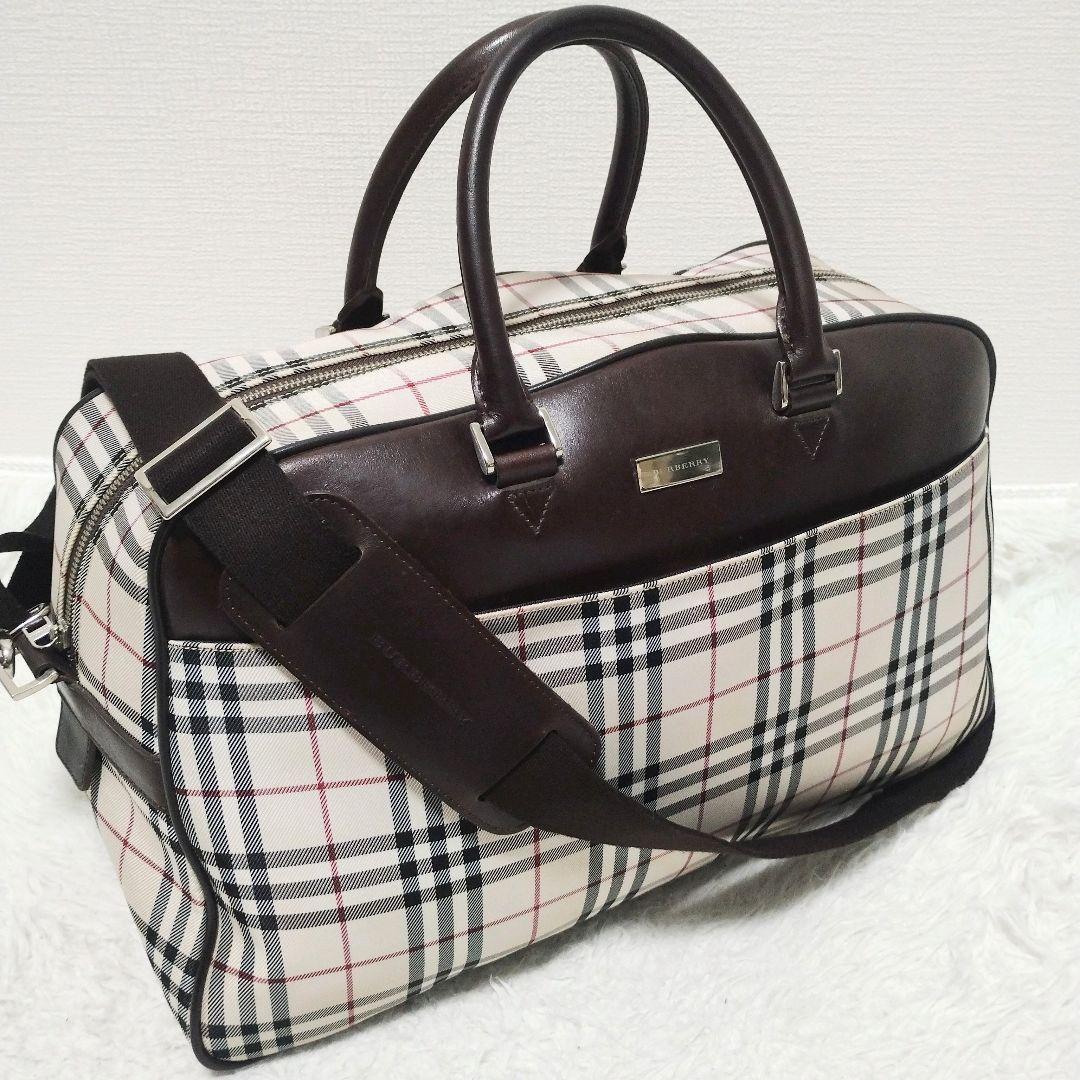 【美品】大容量 Burberry ノバチェック ボストンバッグ　2WAY レザー
