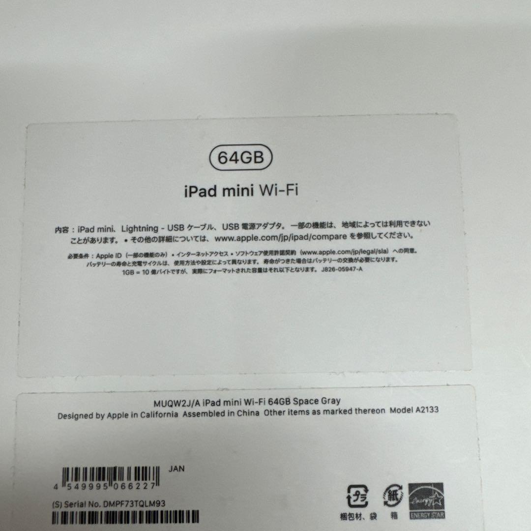【ジャンク】Apple iPad mini 5世代 スペースグレー 本体