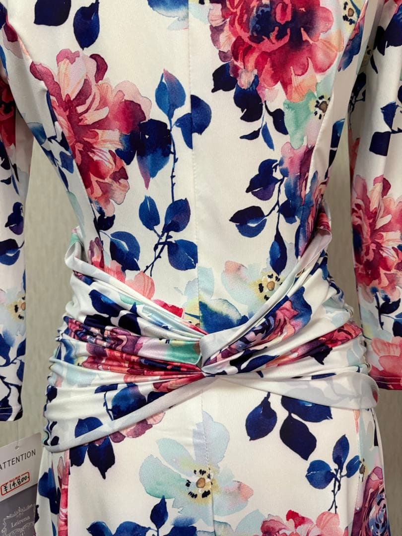 まーちゃん⭐︎花柄 七分袖 ロングドレス MLサイズ 新品