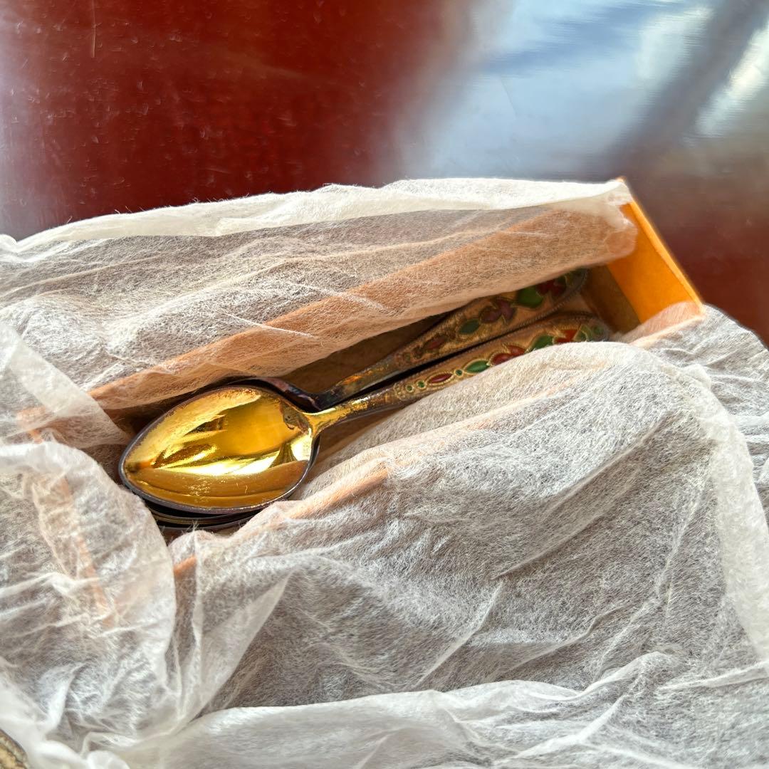 新品◆ヴィンテージ　ロシア　シルバーエナメルスプーン6本￼セット