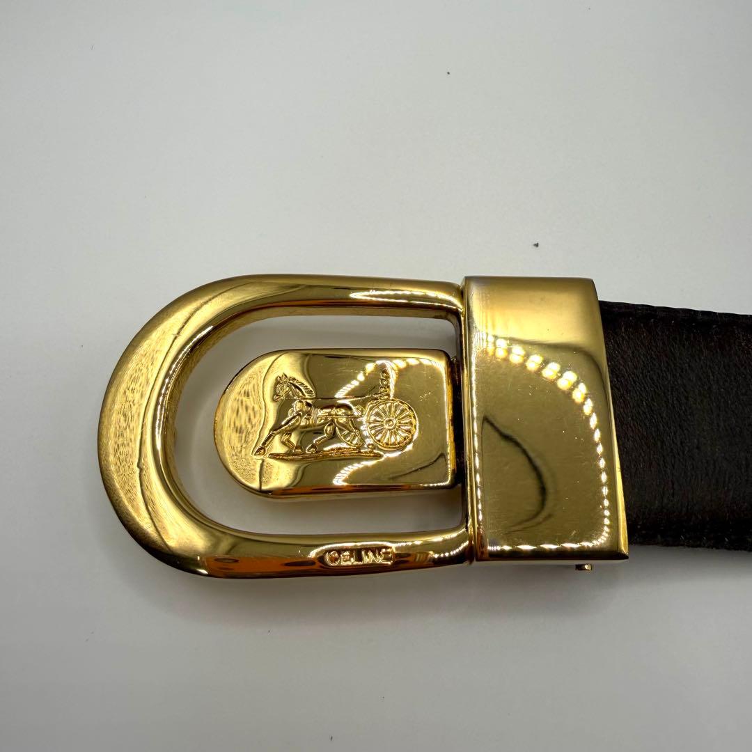 【美品】CELINE セリーヌ ベルト ゴールド金具 ブラウン
