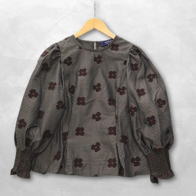 未使用 エムズグレイシー デイジー フロッキー ギンガムチェック×お花柄ブラウス