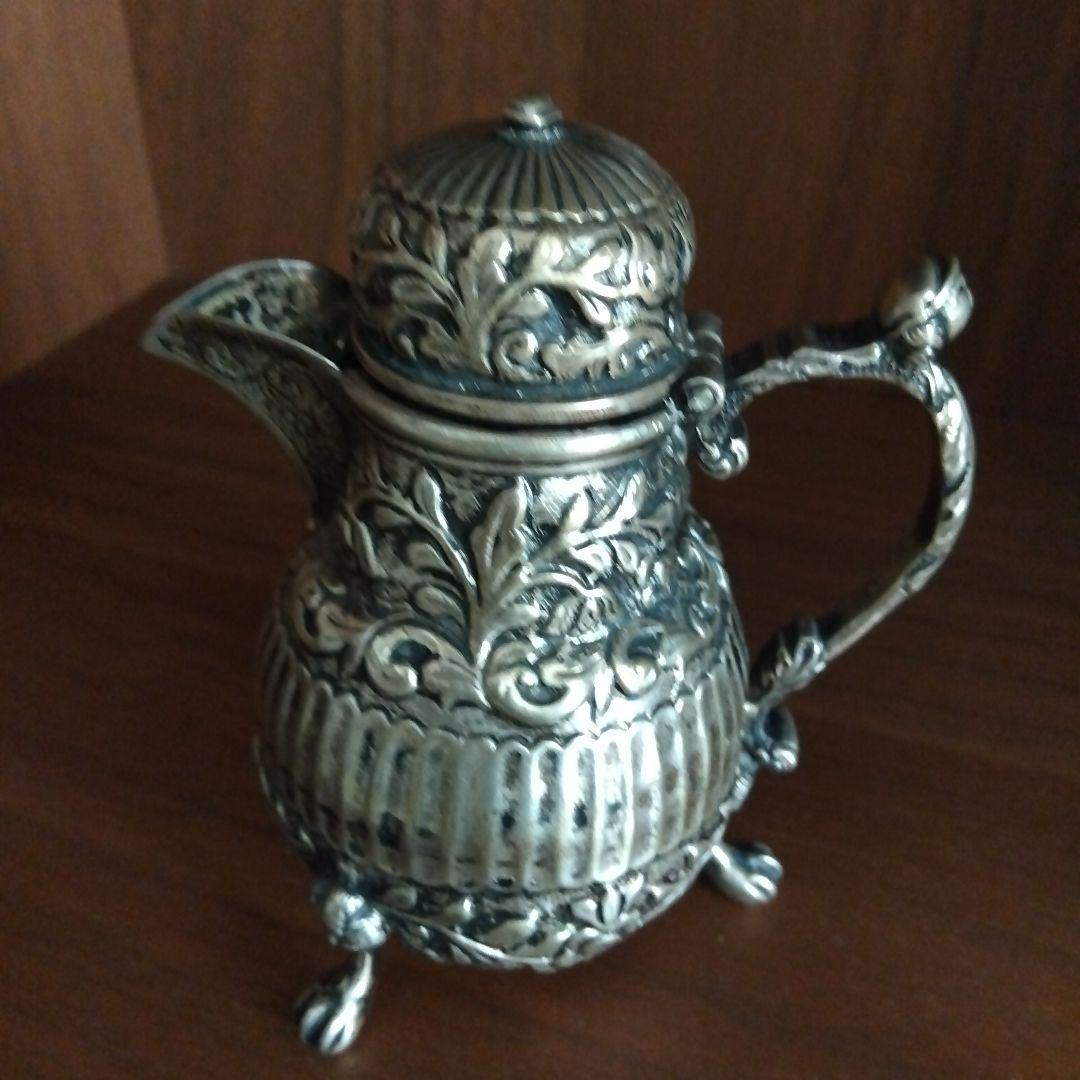 アンティーク ティーセット 銀メッキ 彫刻装飾 ヴィクトリアン風