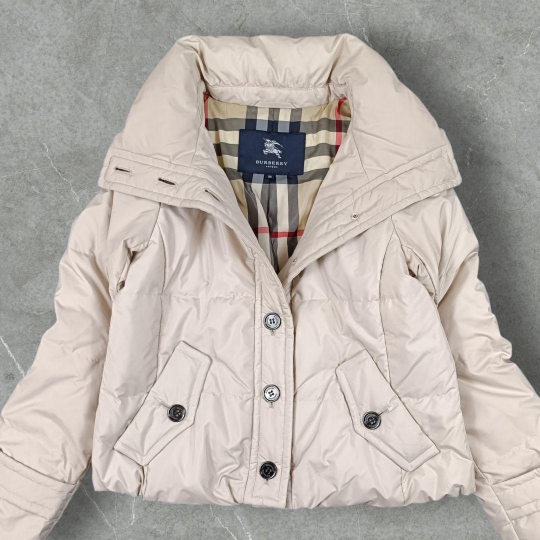 バーバリーロンドン ショート丈 ダウンジャケット メガチェック 刻印ボタン 38