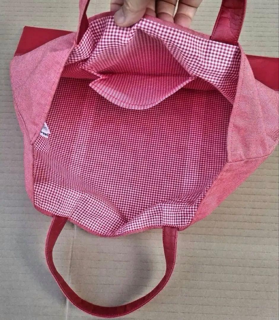 ファミリア　デニムバッグ　レッスンバッグ　赤