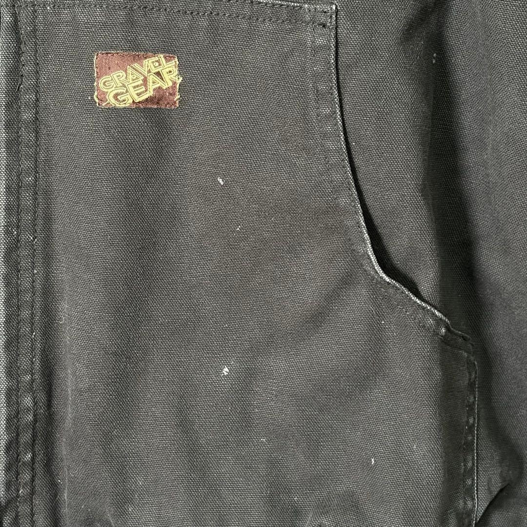 USA古着 企業ロゴ刺繍 ダック パーカー アクティブジャケット 黒 2XL