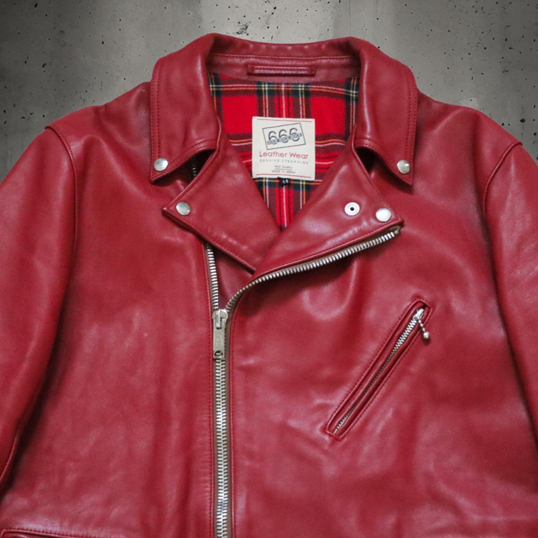 666 レザー ダブルライダースジャケット LJM-8 レッド ステアハイド