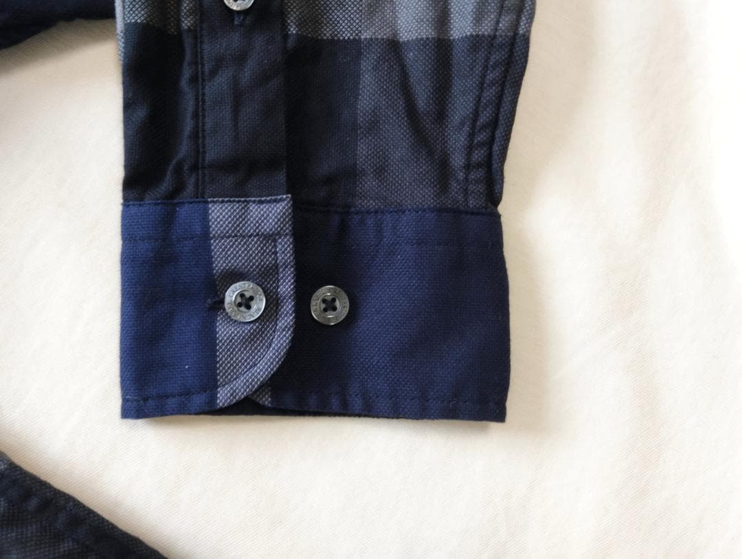 美品　ブラックレーベル クレストブリッジ　好配色　ボタンダウンシャツ　紺　L