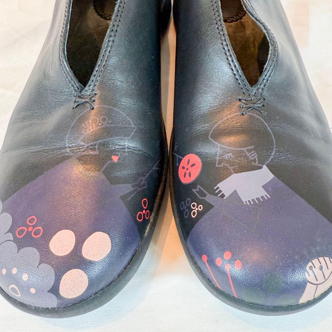 CAMPER TWINS レザー シューズ 総柄 プリント 黒 39