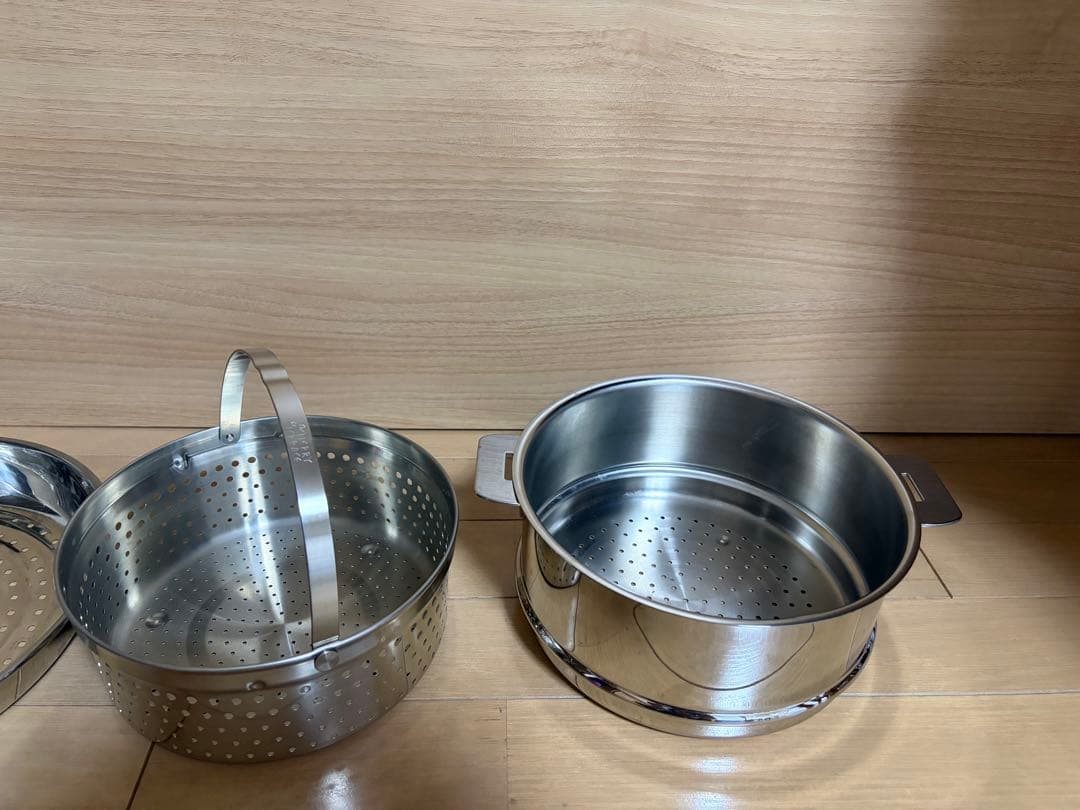 【美品/中古品】CRISTELステンレス鍋セット20.22cm鍋、蓋セット