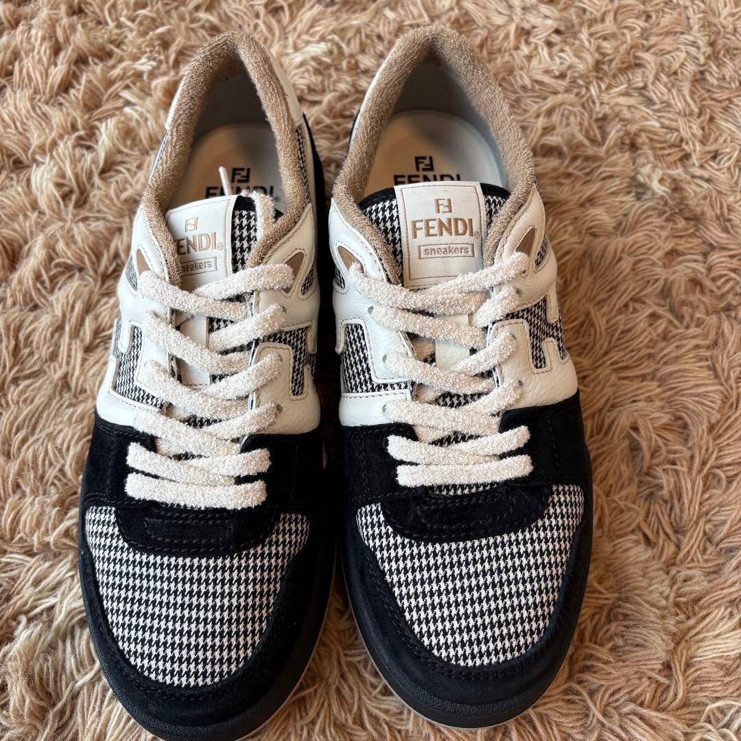 【未使用】FENDI フェンディ レザー スニーカー マッチ メンズ サイズ8