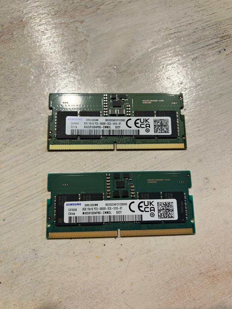 Samsung DDR5 8GB 5600 メモリ2枚（16GB）ノートPC用