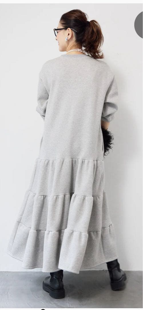 PLUS OTO.HA グレー ティアードスウェットワンピース 新品未使用品