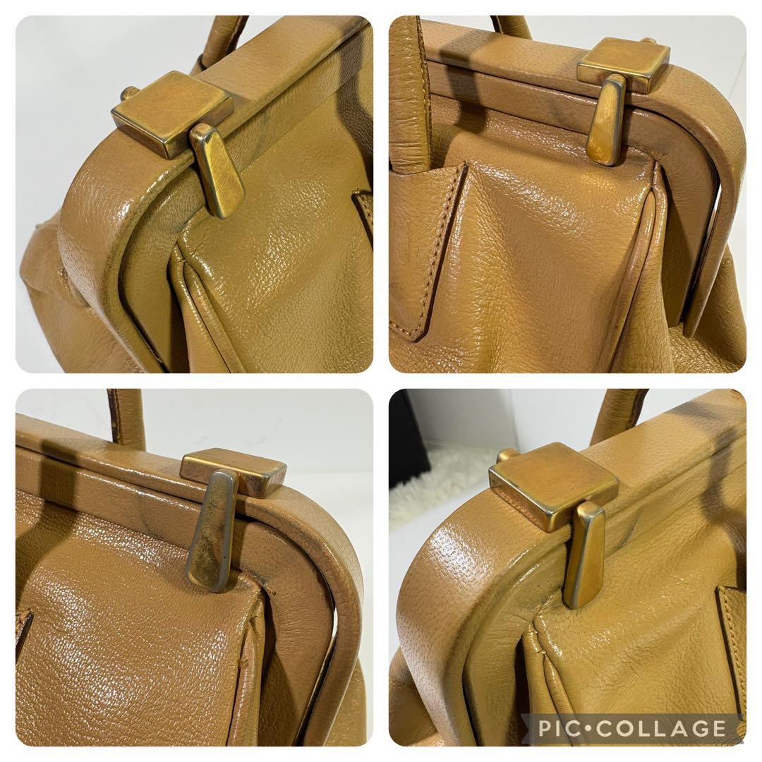 プラダ ドクターバッグ ハンドバッグ オールレザー がま口 チャーム 大容量