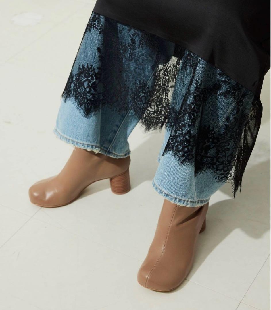 スクエアトゥショートブーツ