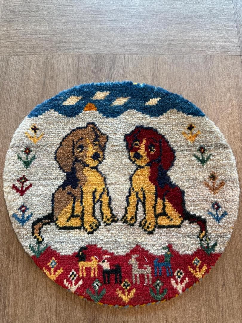 ペルシャギャッベ (ギャベ) チェアマット 40cm丸 ギャッベ ラグ　カシクリ