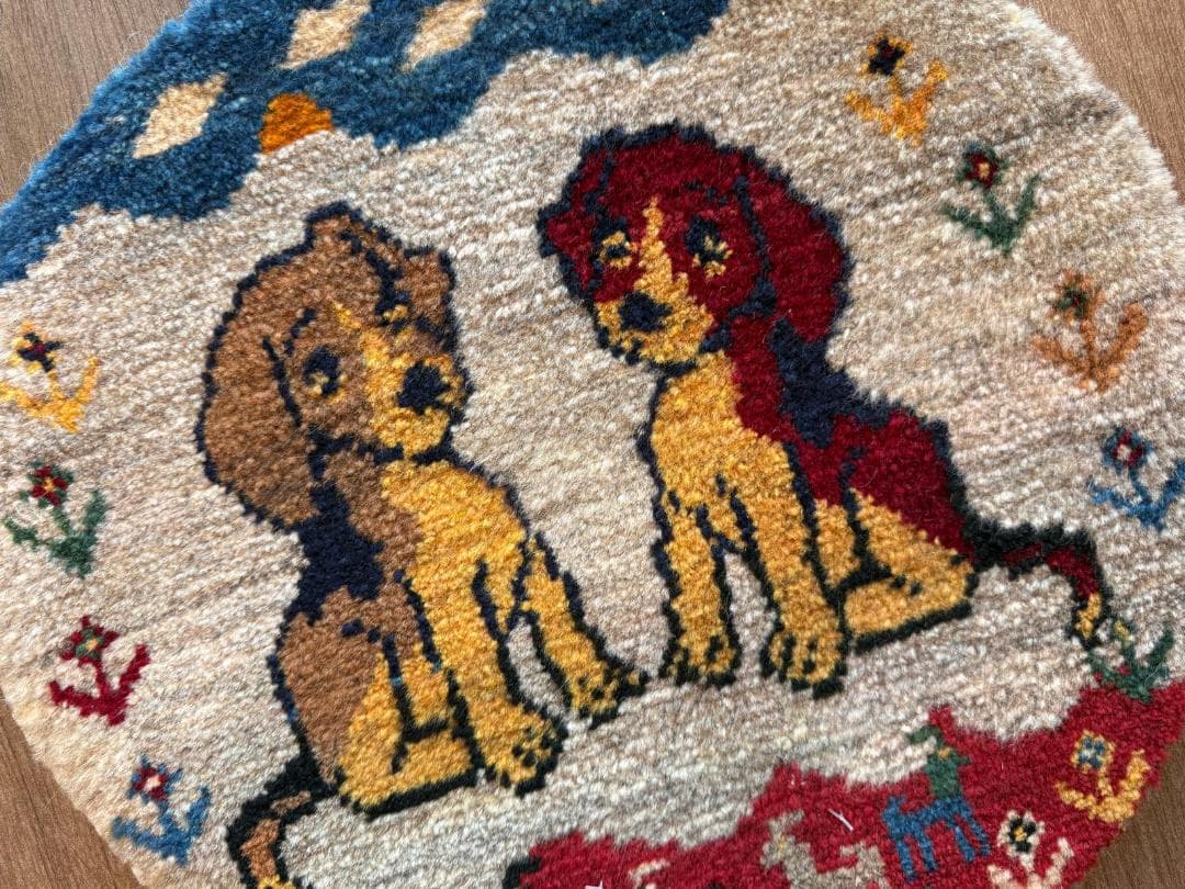 ペルシャギャッベ (ギャベ) チェアマット 40cm丸 ギャッベ ラグ　カシクリ