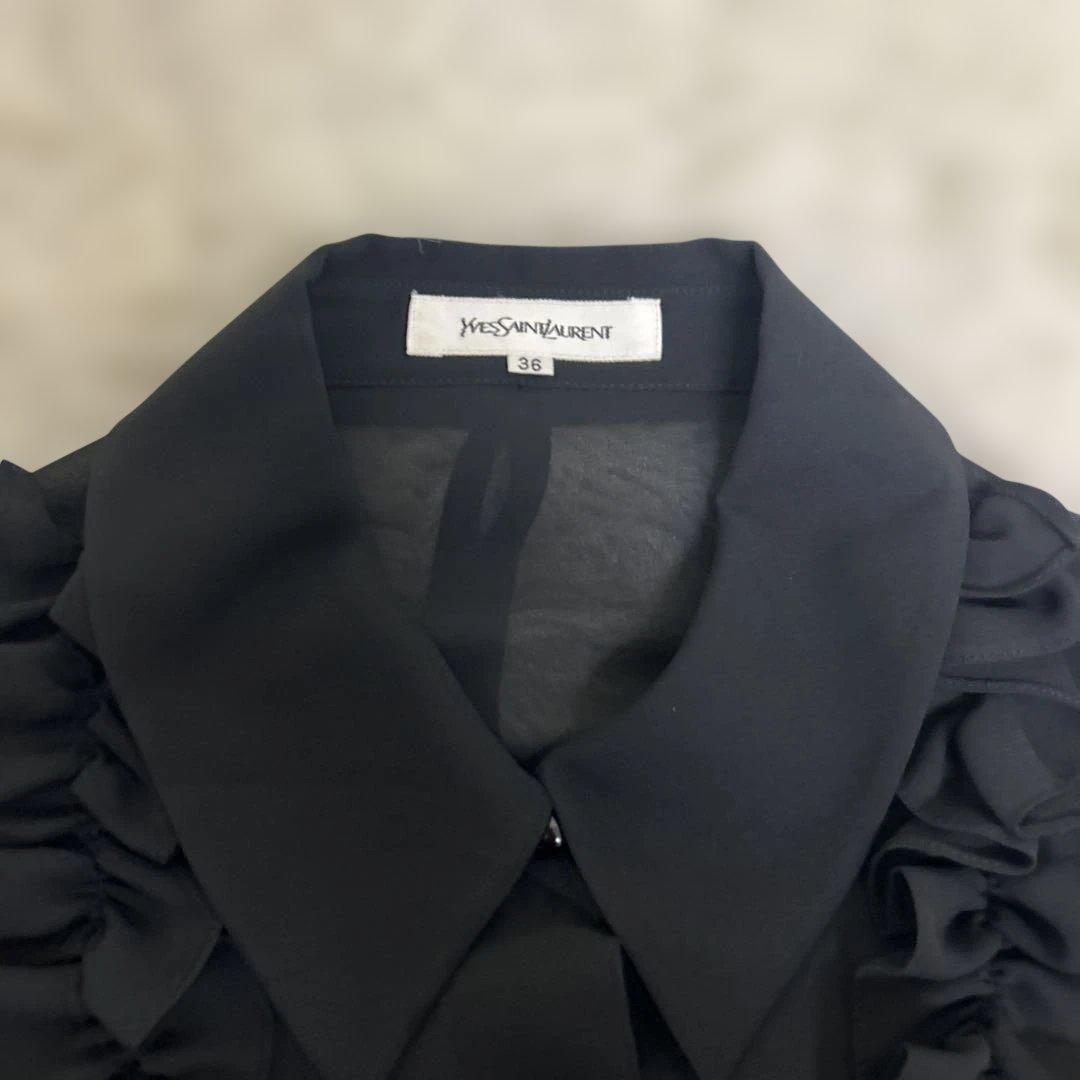 【未使用タグ付き】イヴサンローラン ブラウス シャツ リボン　ポリエステル100