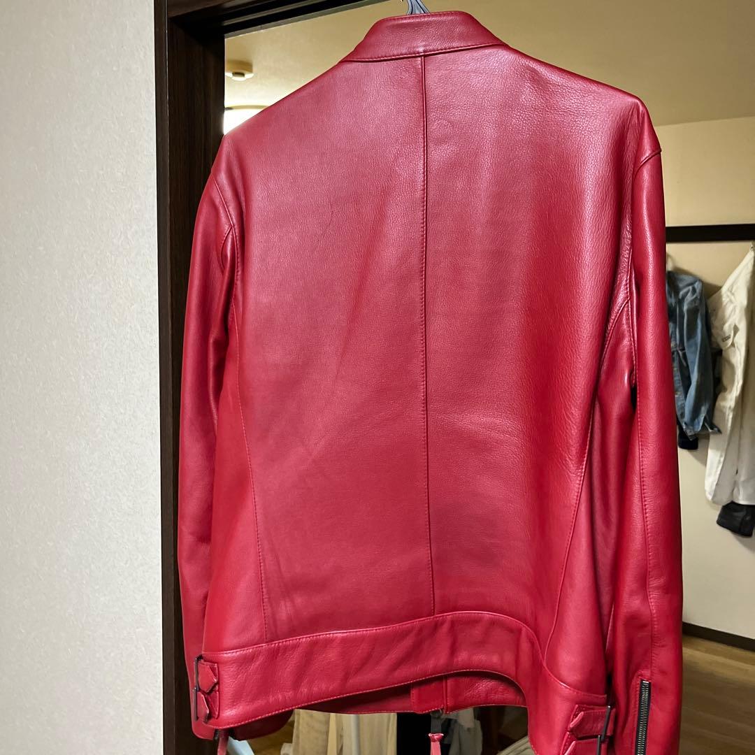 Haruf レッド シングルライダースジャケット